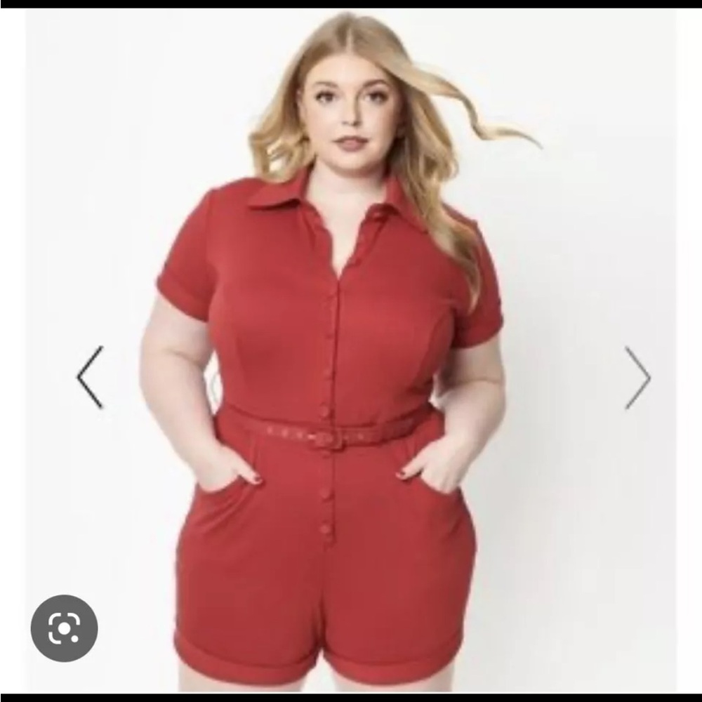 Unique Vintage Patsy Red Romper Plus Size 3x - image 1